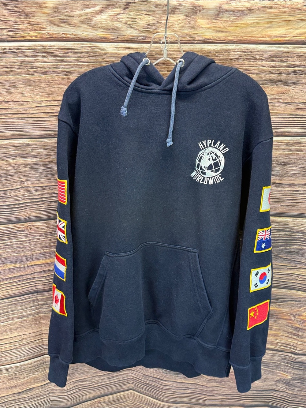 Hypland worldwide navy flag hoodie SZ XL.